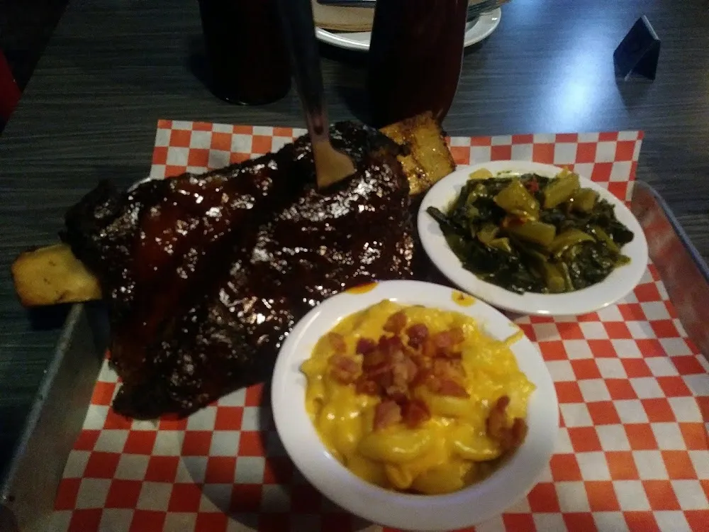 Beef Rib with Mac & Cheese and Greens